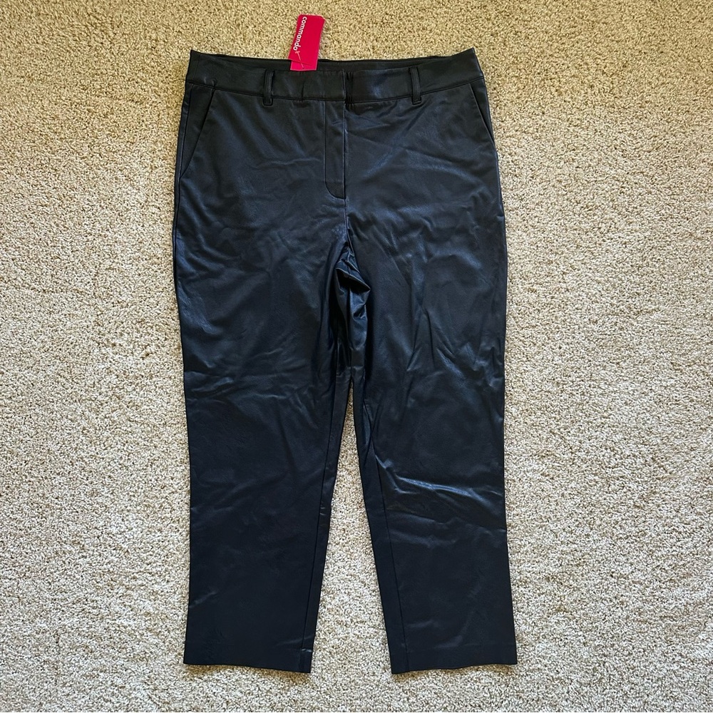 Commando Faux Leather‎ Trouser Pants XL Black Stretch Pull-On NWT